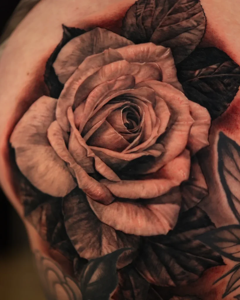 **Blooming Black Rose Tattoo**