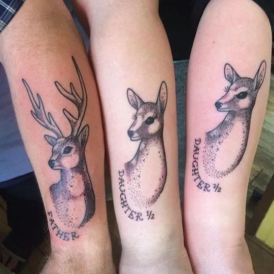 **Deer Family Trio Tattoo**