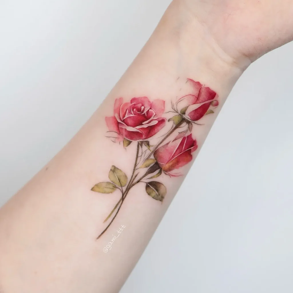 ### Delicate Rose Pair Tattoo