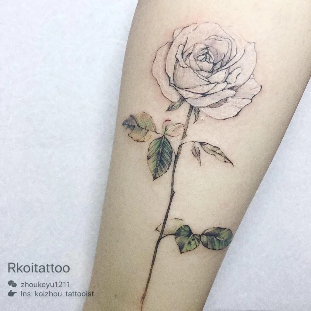 ### Delicate Stem Rose Tattoo