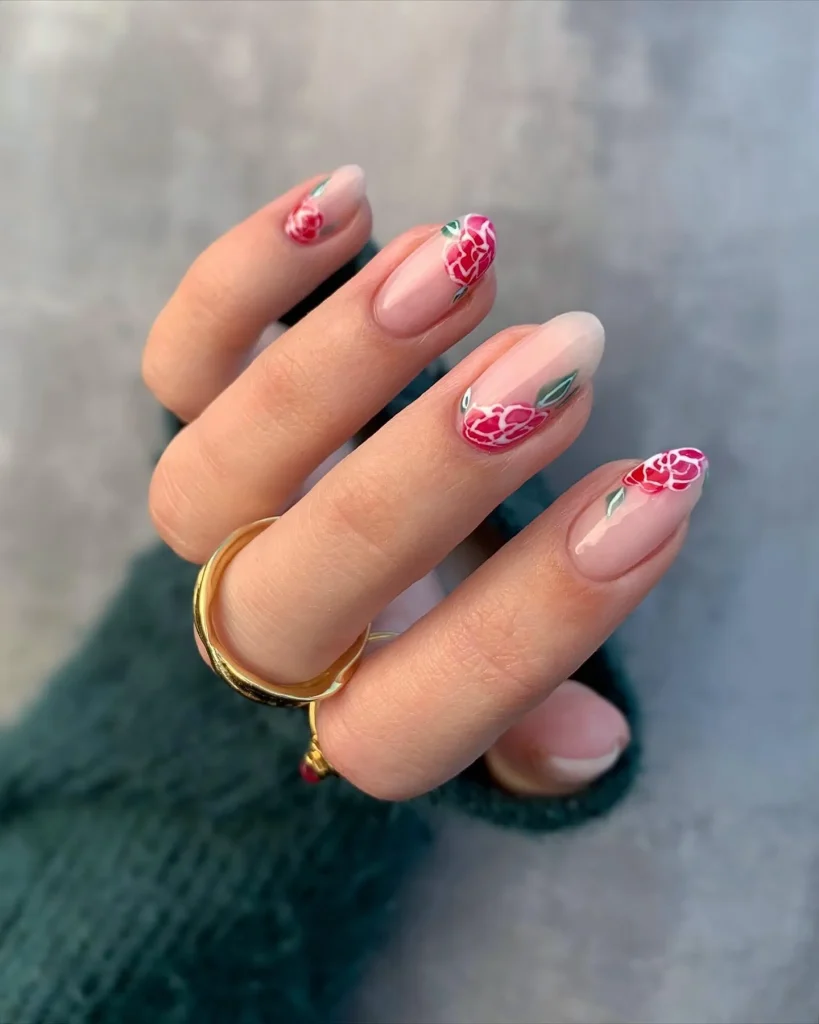 ### Elegant Rose French Tips