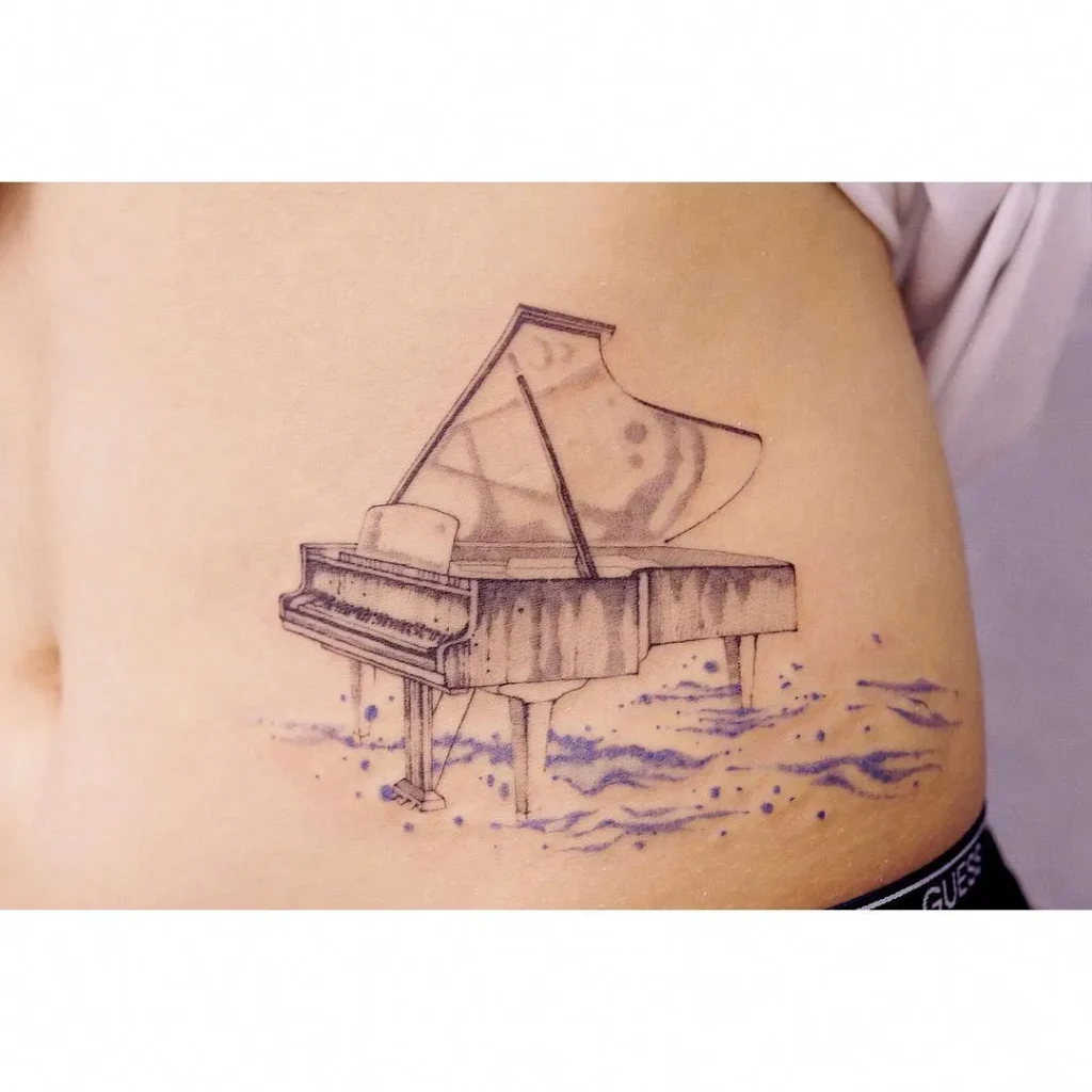 **Floating Grand Piano Tattoo**