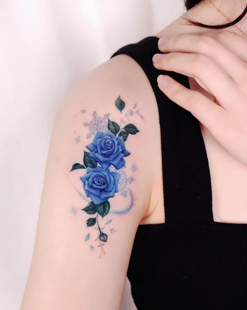 ### Frosty Blue Blooms Tattoo