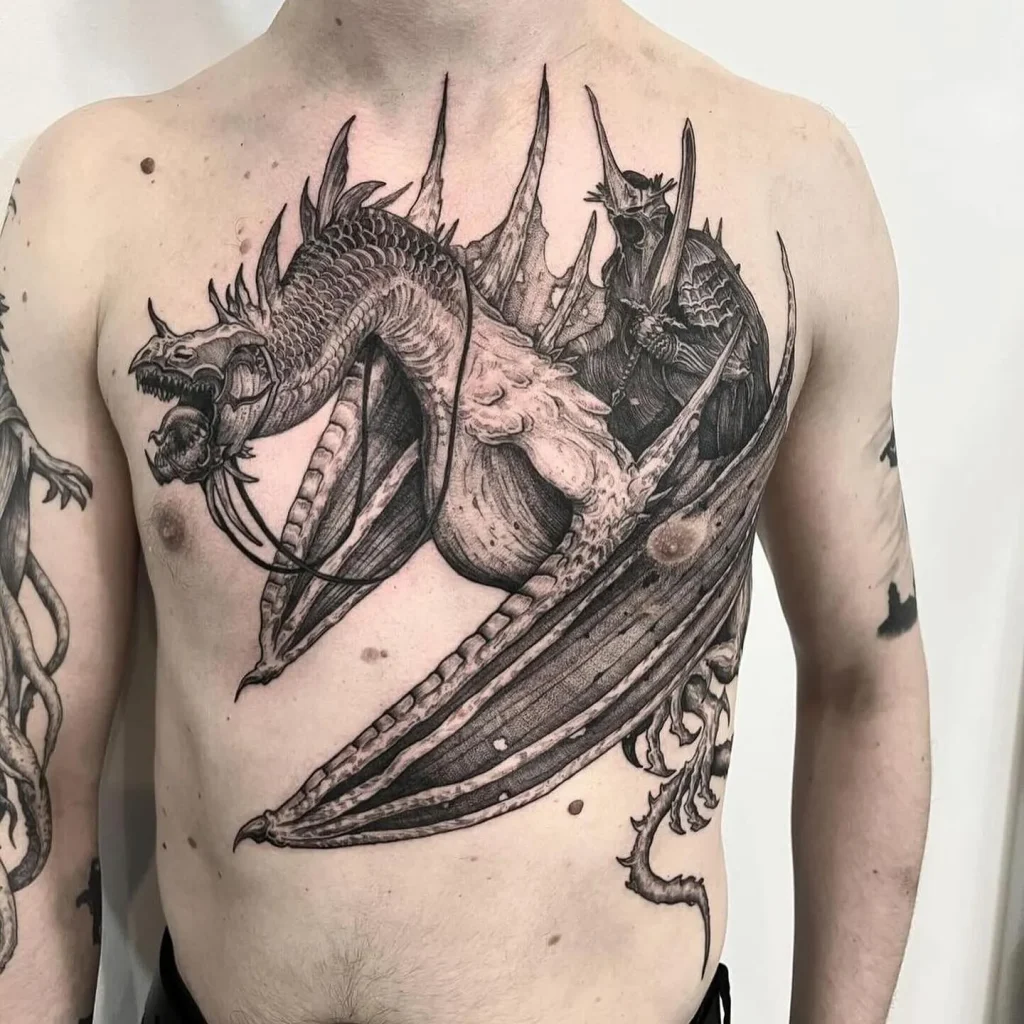 **Majestic Dragon Rider Tattoo**