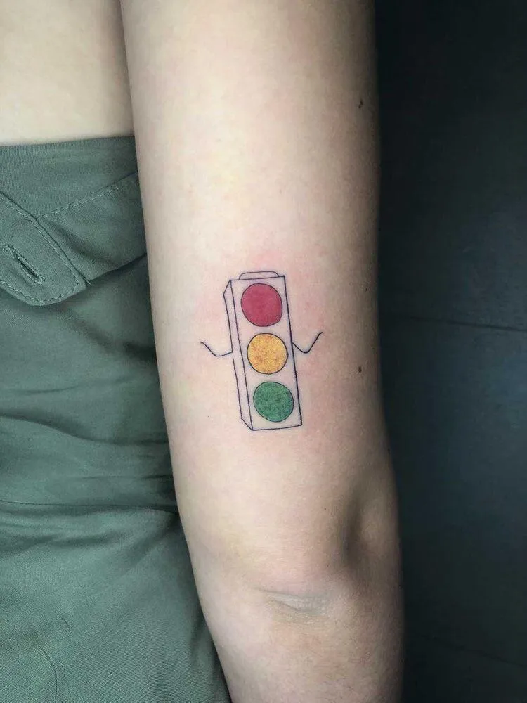 ### Playful Traffic Light Tattoo