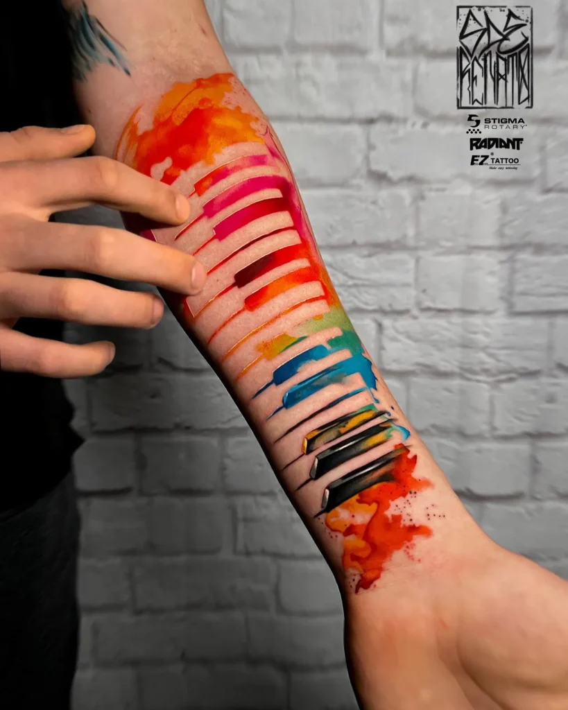 **Rainbow Piano Keys Tattoo**