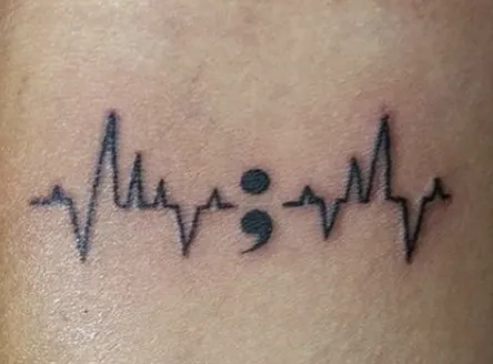 ### Semicolon Heartbeat Tattoo