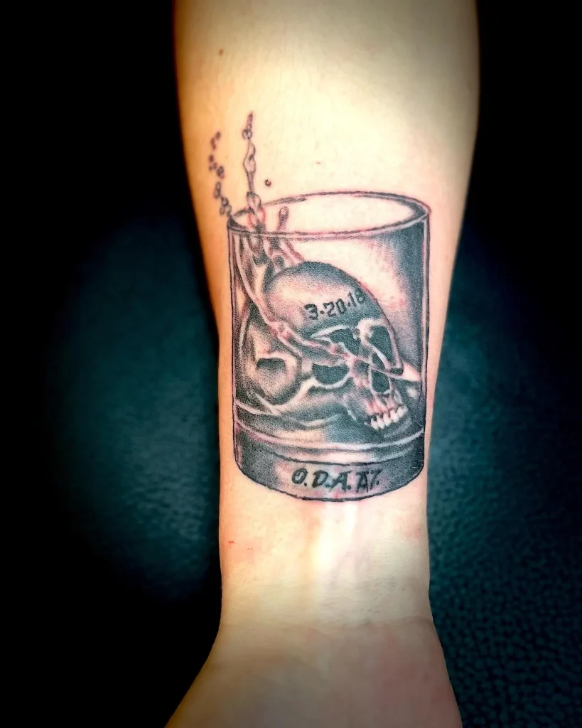 **Skull in a Glass Tattoo**