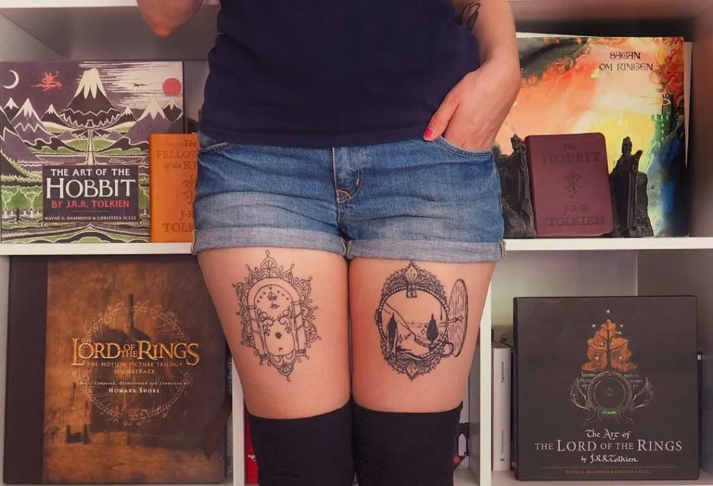 ### Tolkien-Inspired Thigh Tattoos