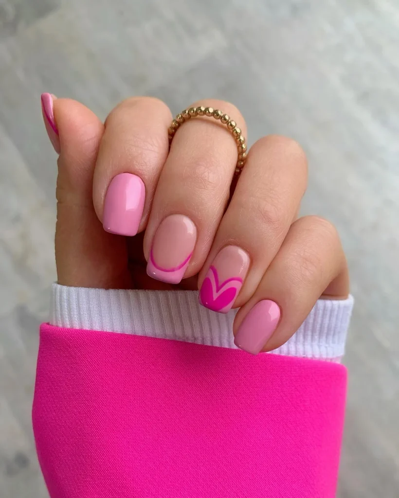 **Bold Pink Heart Nail**