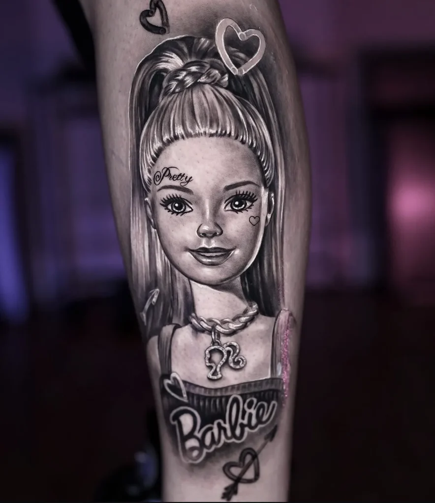 ### Classic Barbie Portrait Tattoo