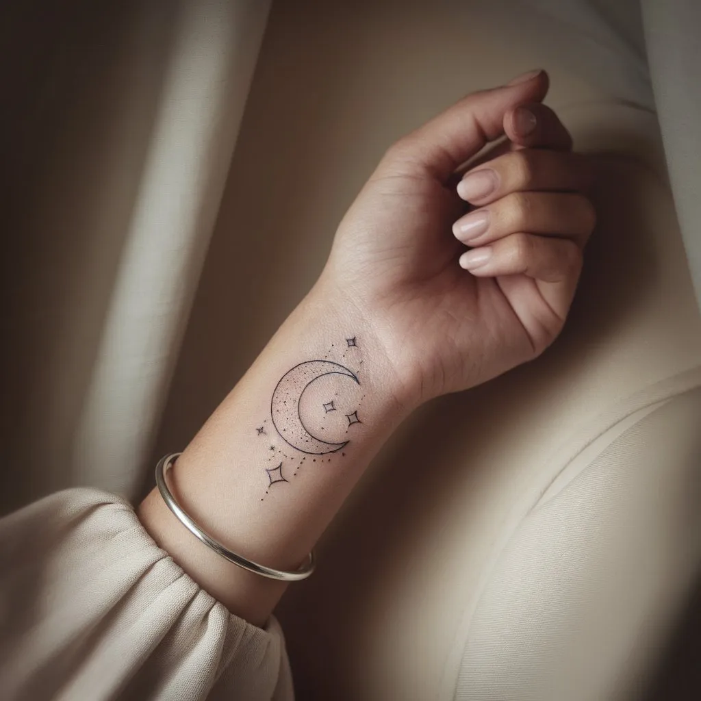 **Crescent Moon Charm Tattoo**