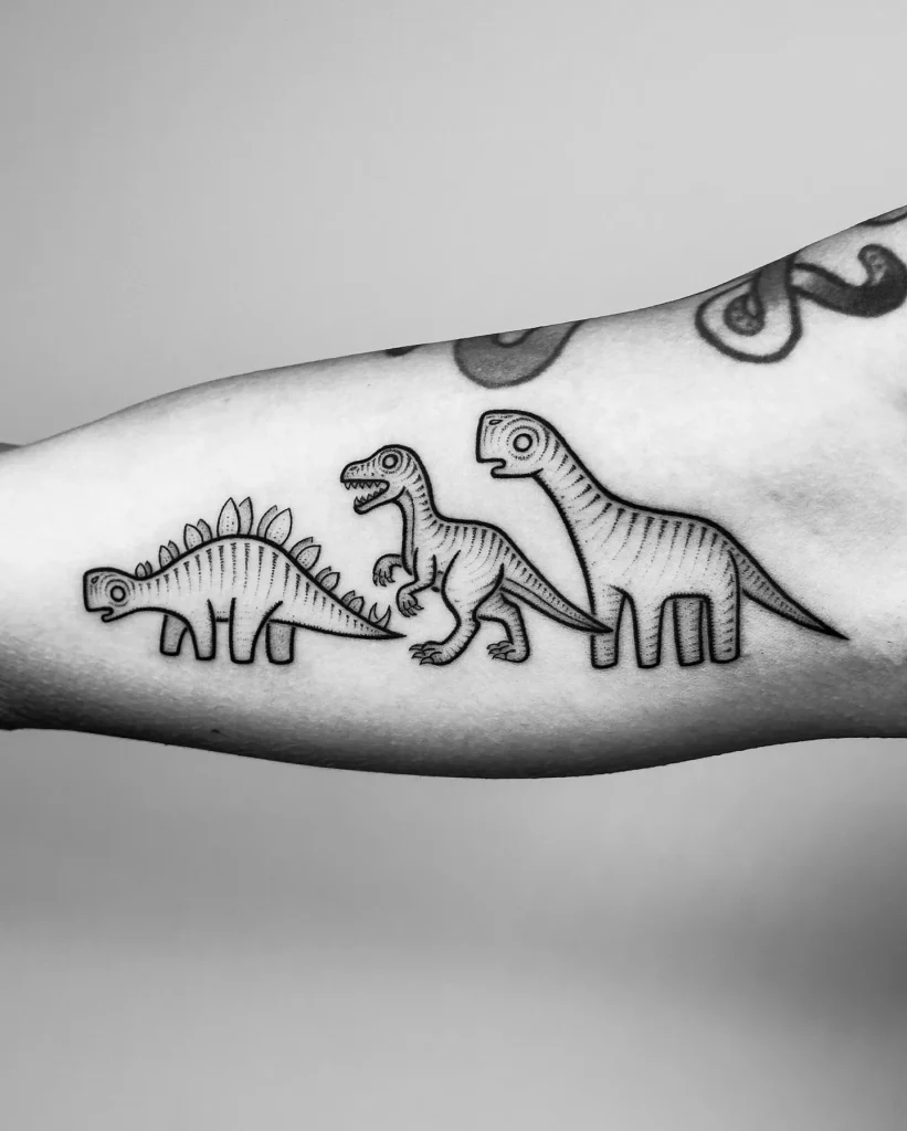 **Dinosaur Family Trio Tattoo**