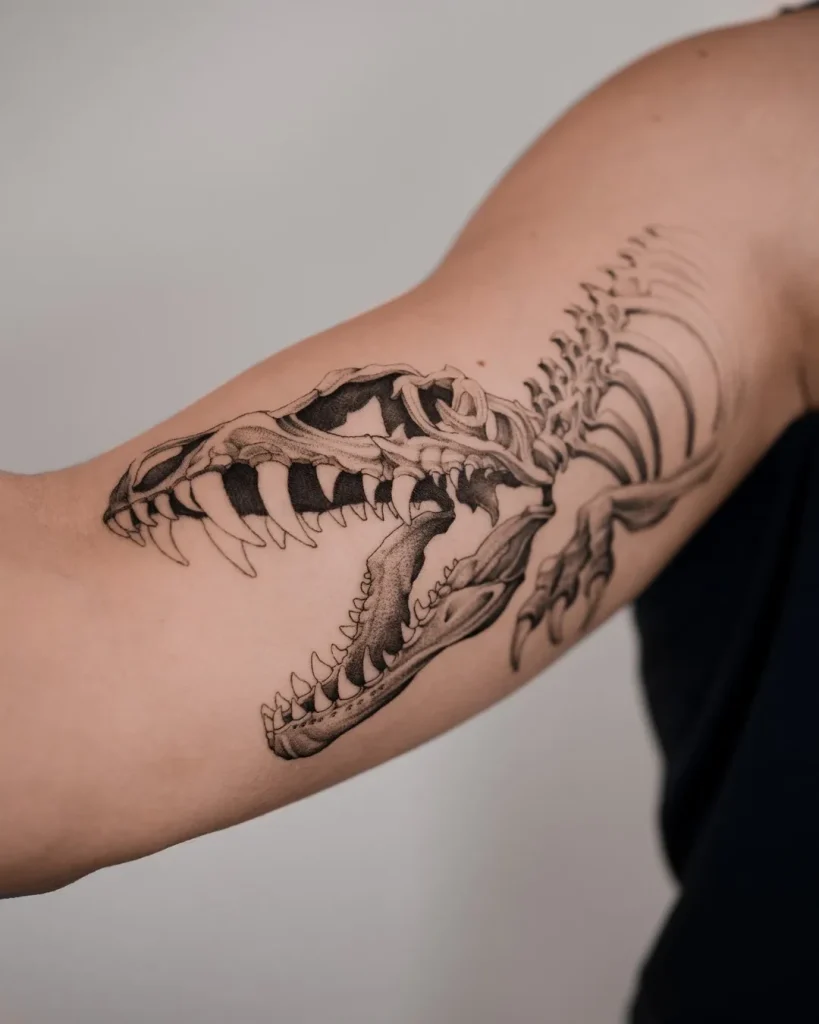 **Fierce T-Rex Skeletal Tattoo**