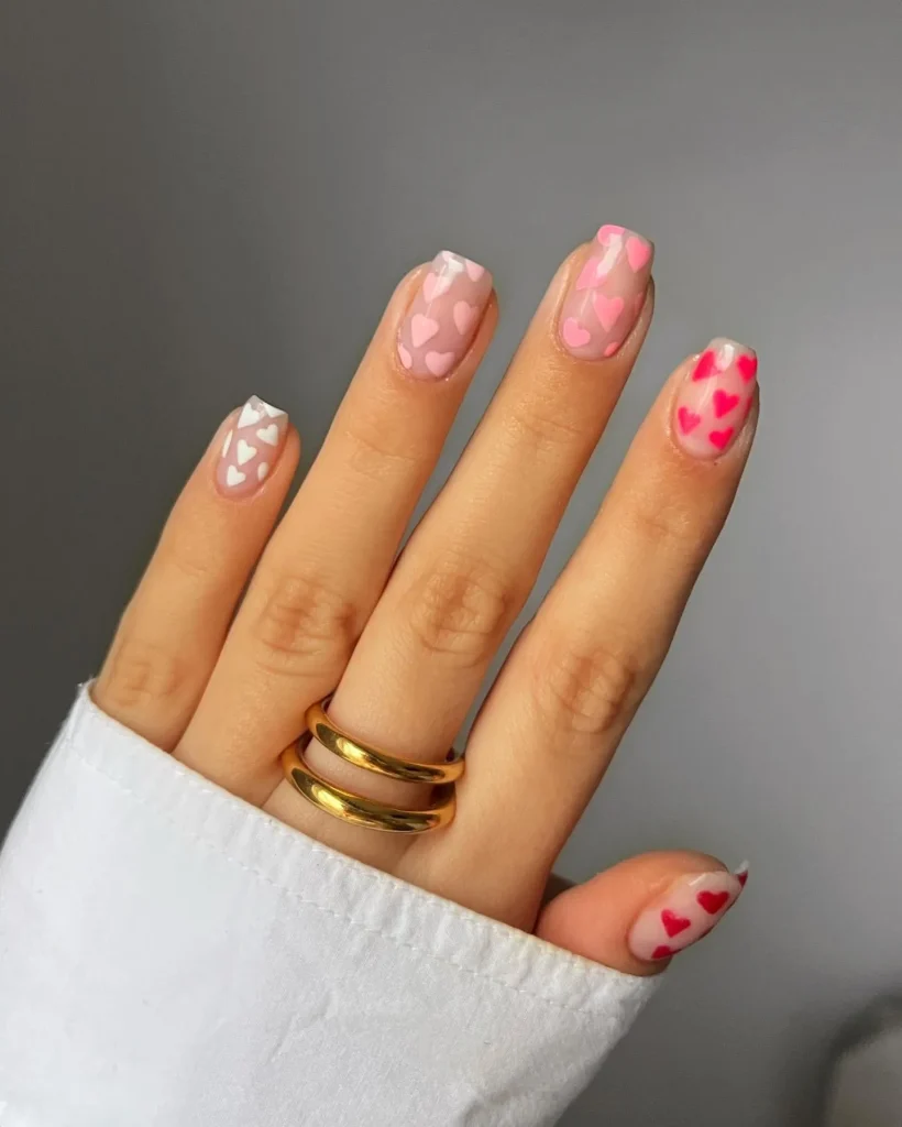 ### Gradient Heart Nails