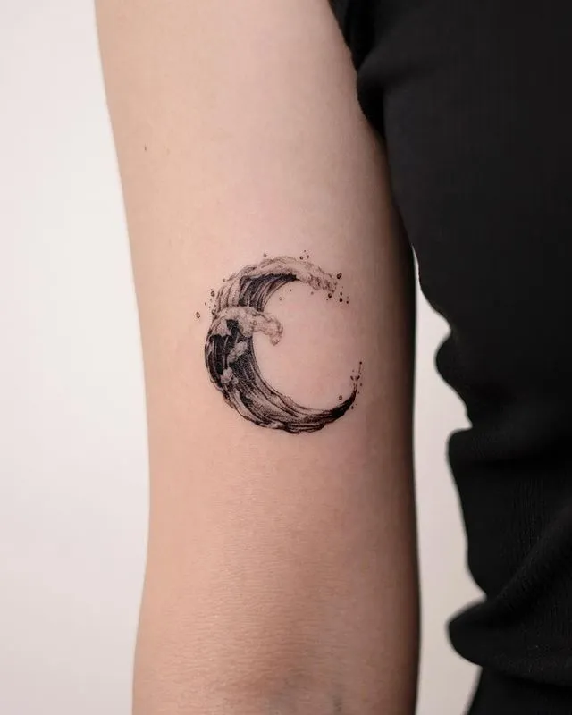 ### Ocean Wave Crescent Tattoo