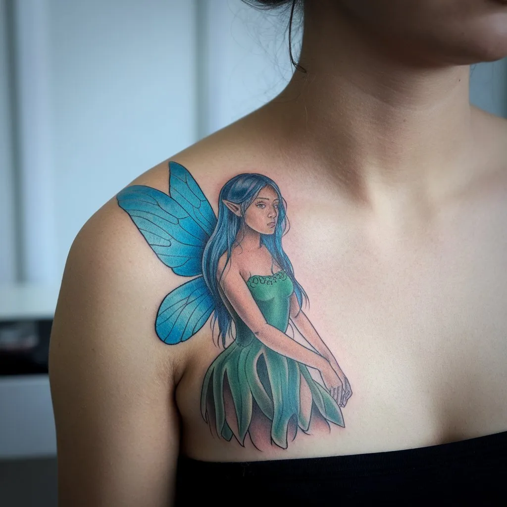 ### Serene Blue Fairy Tattoo