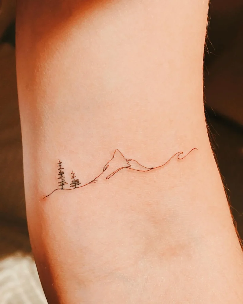 ### Serene Mountain Line Art