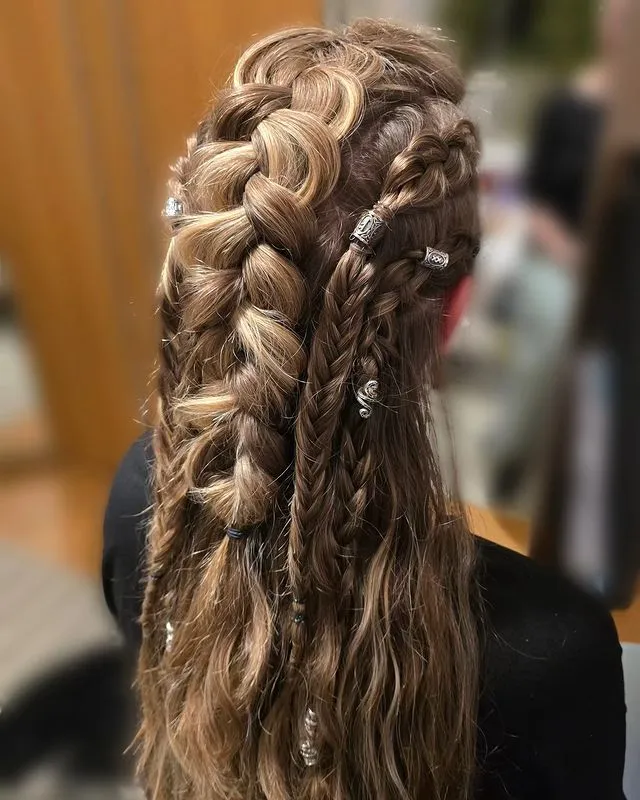 **Silver-Embellished Braids**