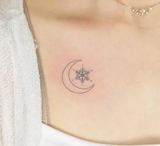 **Snowflake Crescent Tattoo**