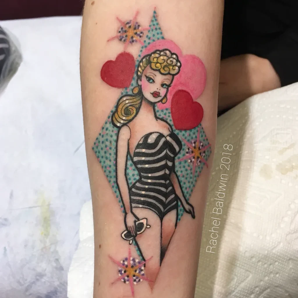 ### Vintage Glam Barbie Tattoo