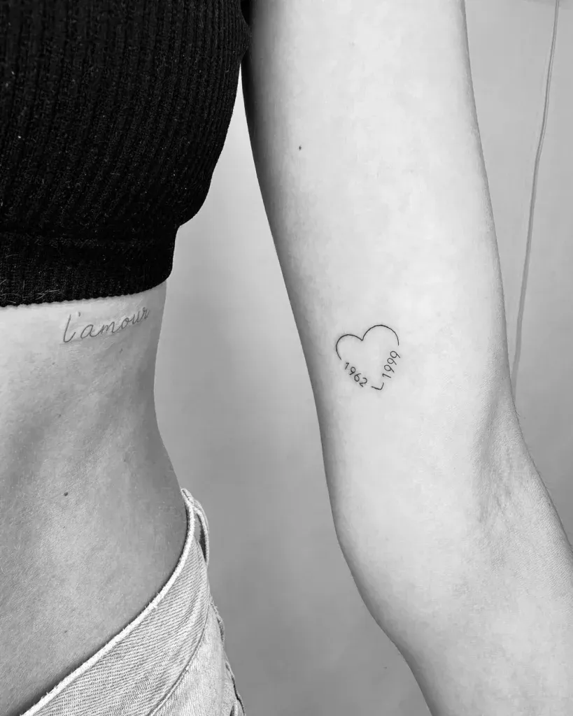 **Vintage Heart Outline Tattoo**