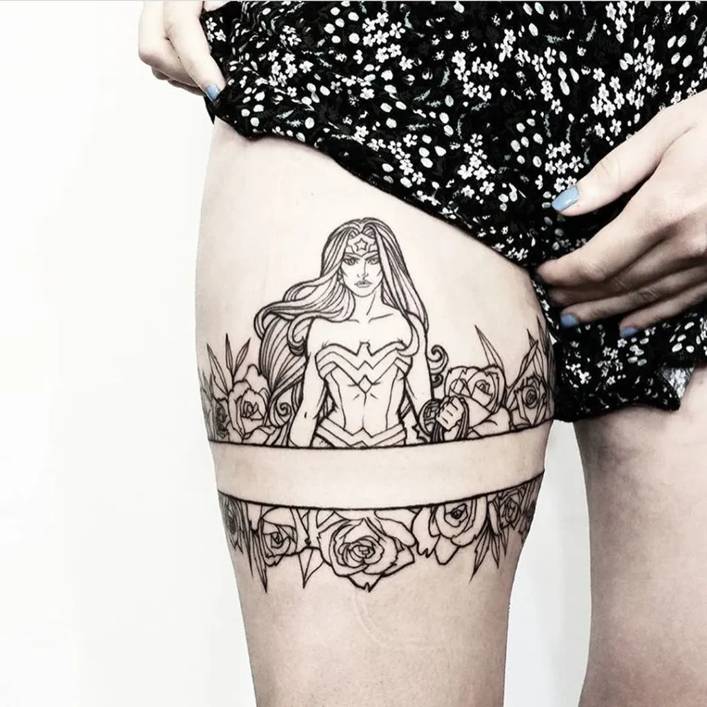 **Wonder Woman Floral Band Tattoo**